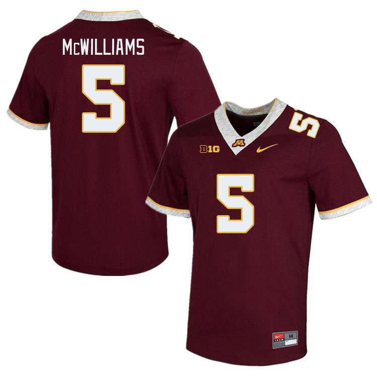 Men #5 T.J. McWilliams Minnesota Golden Gophers College Football Jerseys Stitched Sale-Maroon